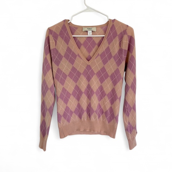 Pringle Sweaters - Pringle Of Scotland 100% Cashmere Pink Argyle Crew Neck Sweater Women S Preppy
